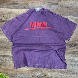 VTG Miami Football Center Swoosh Nike T Shirt